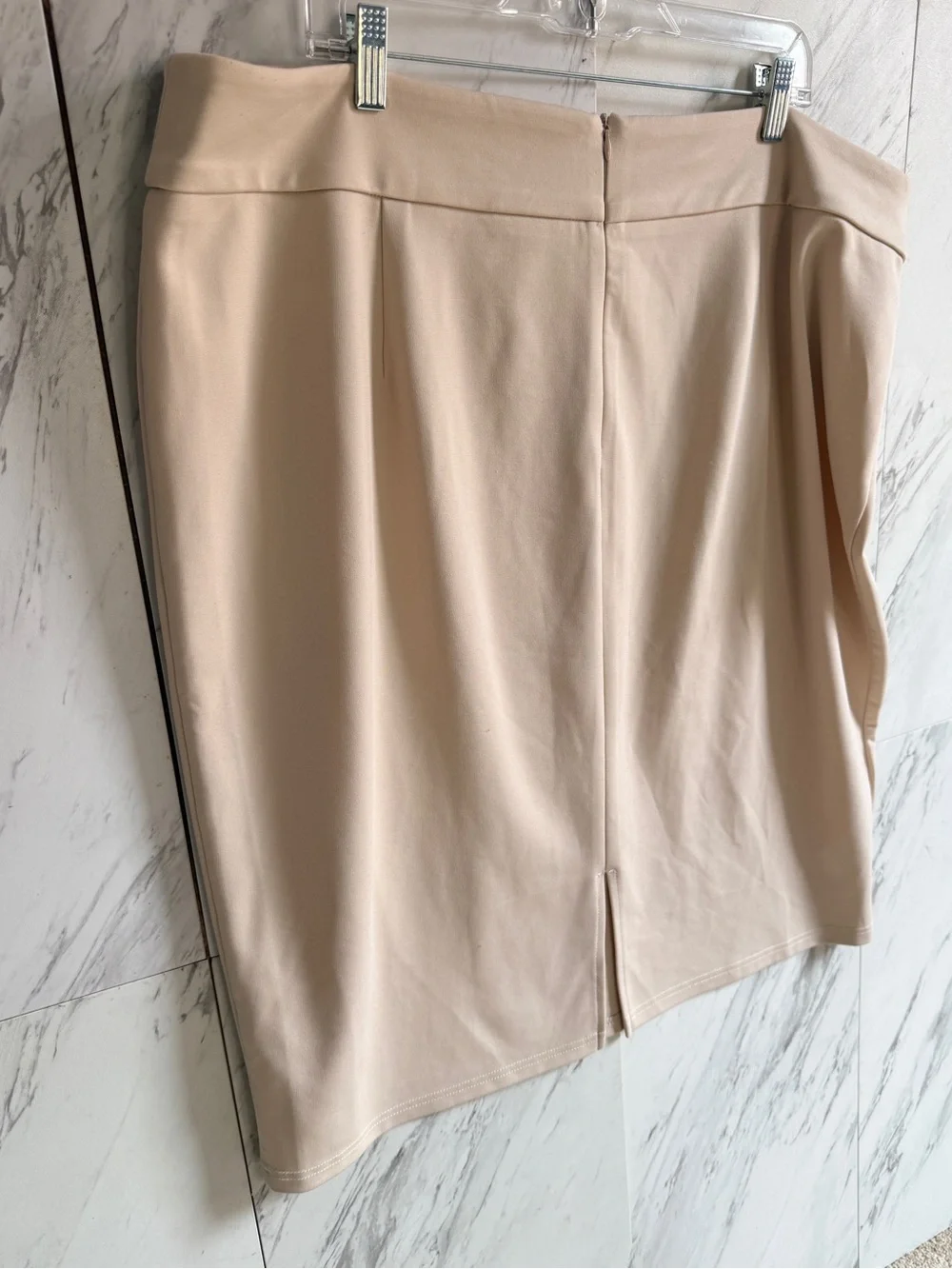 Hanna Nikole Cream Tailored Pencil Skirt Plus Size 24W Stretch Career Office